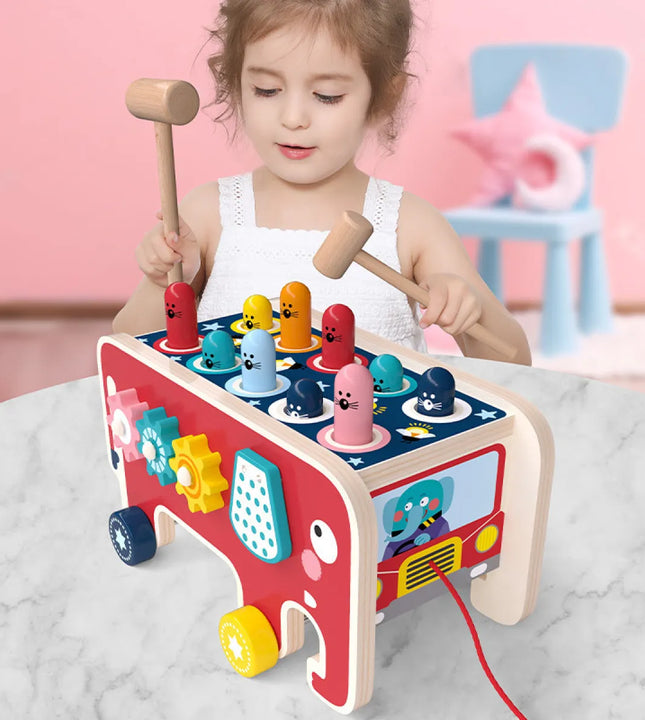 Wooden Montessori Pounding Bench Toy